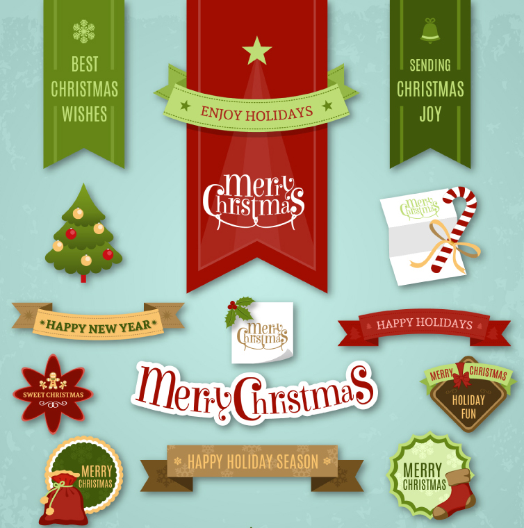 14 models exquisite Christmas label design vector material
