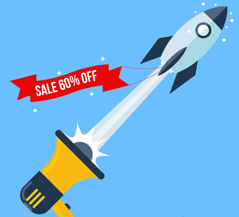 Creative speakers with rocket promotional posters vector material