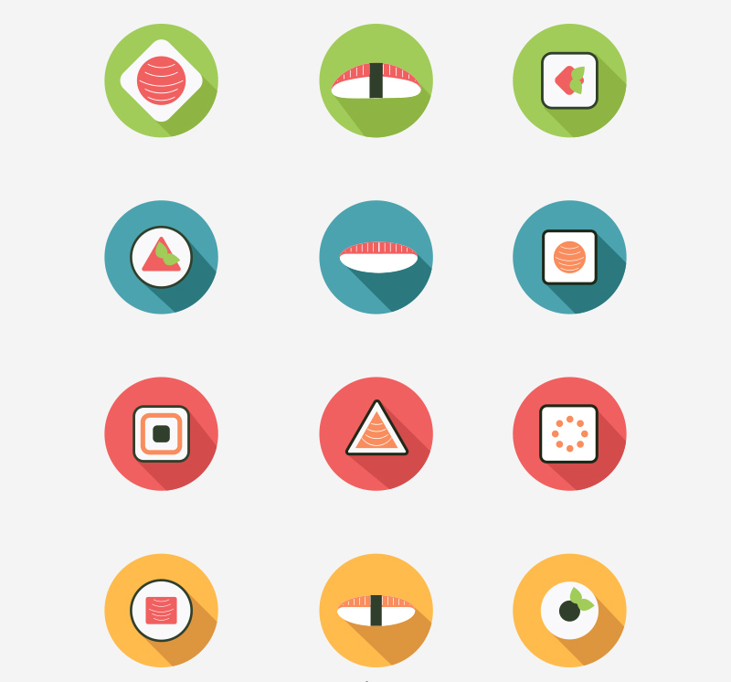 12 round sushi icon vector material
