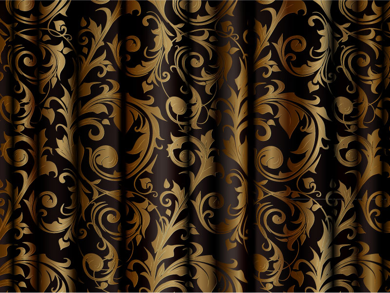Gorgeous golden silk design pattern vector material