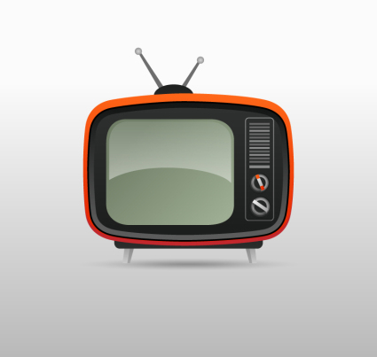 Red old TV cartoon vector material