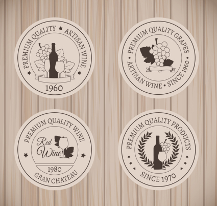 4 circular wine label vector material
