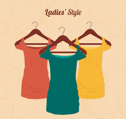 Ms. fashion dress vector material