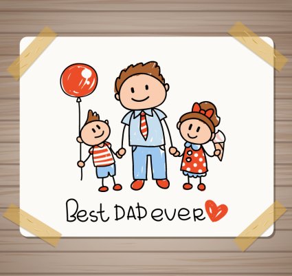 Father's Day greeting cards vector material hand-painted
