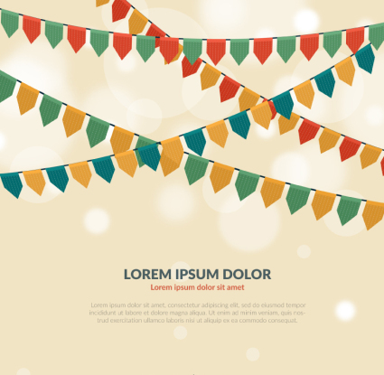 Colored flags holiday background vector drawing material