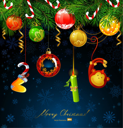 2016 Cute Monkey greeting card vector material