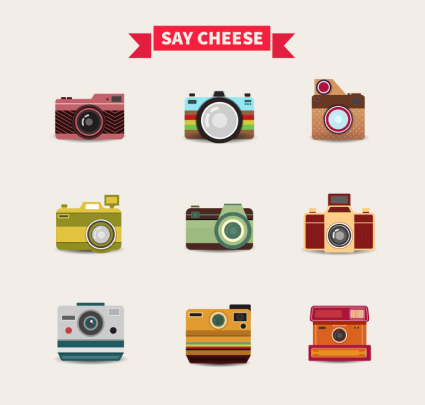 9 color camera design vector material