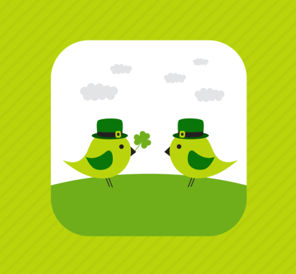 Green couple birdies vector material