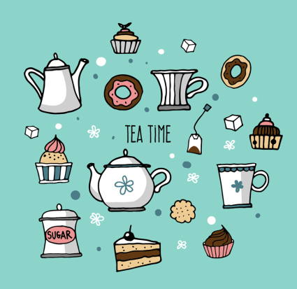 Fresh tea time vector illustration material