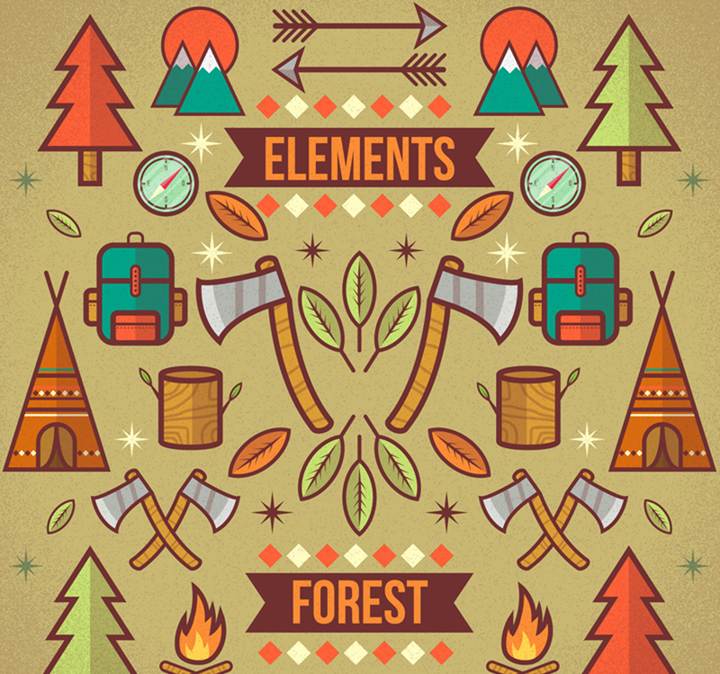 Creative forest camping element vector illustration material