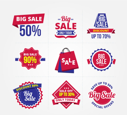 9 red and blue color tag vector Specials