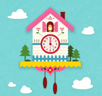 Exquisite cuckoo clock Vector material