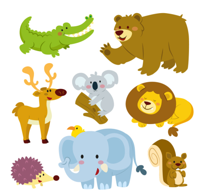 9 cute cartoon animals vector design