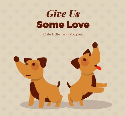 Cartoon twins pet dog vector material