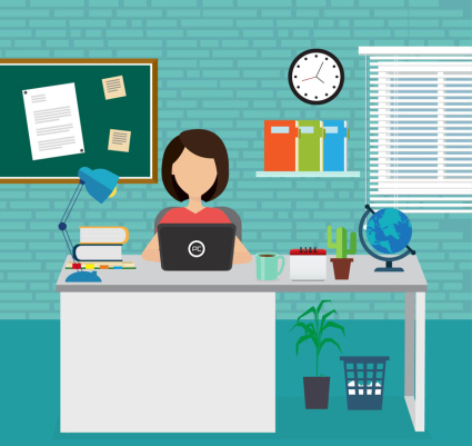 Creative office girl vector material