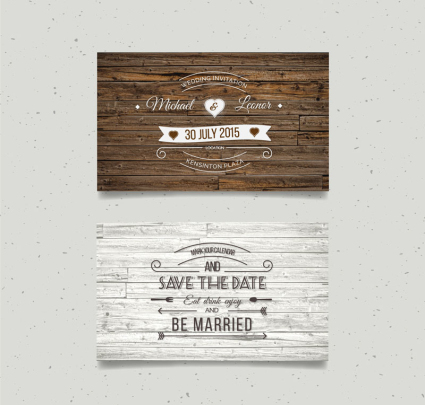 2 creative wedding invitation card vector wood