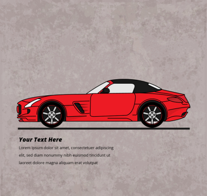 Stylish red car design vector material