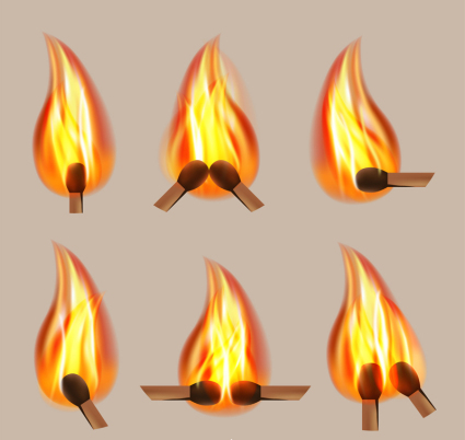 6 lit match-head vector material