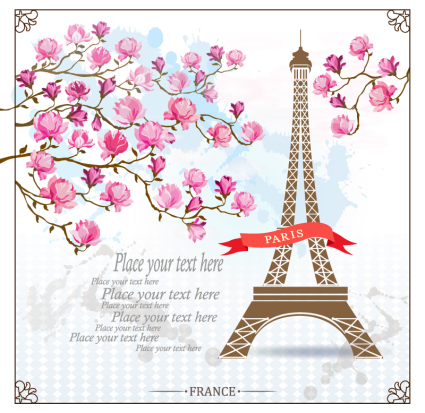 Magnolia and Paris Tower vector material