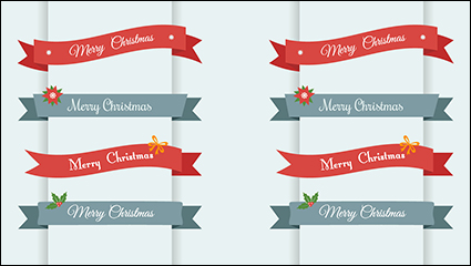 4 Christmas paper ribbon vector material