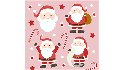 4 Santa Claus cartoon design vector material