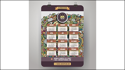 Fashion 2015 single page calendar vector material