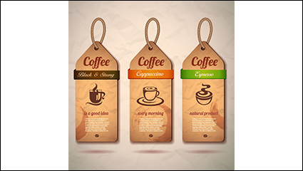 3 coffee paper tag design vector material