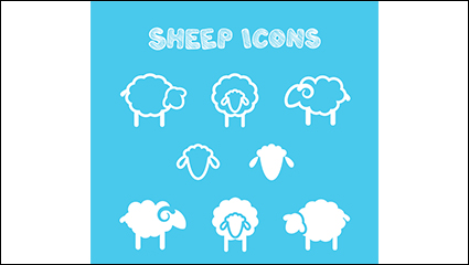 8 white sheep icon vector material