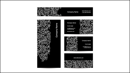 5 black pattern cards vector material