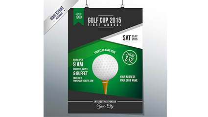Posters vector material fashion golf tournament