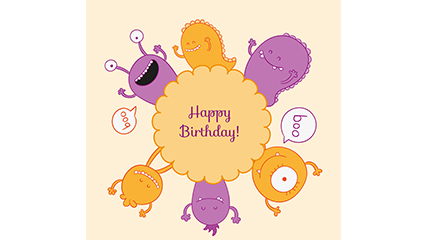Vector cartoon monster birthday cards