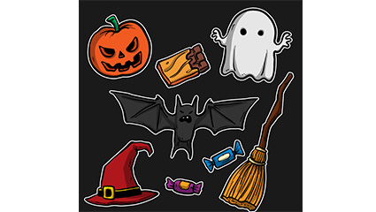 8 cartoon Halloween stickers vector material