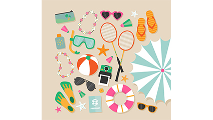 Variety of summer vacation beach element vector material