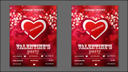 Beautiful red love party poster vector material