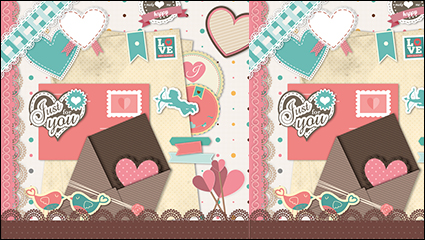 Vintage Valentine Clip element vector material