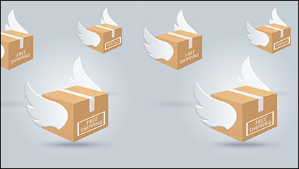3 cartons with wings vector material