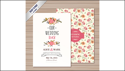 Watercolor floral wedding invitation card vector material