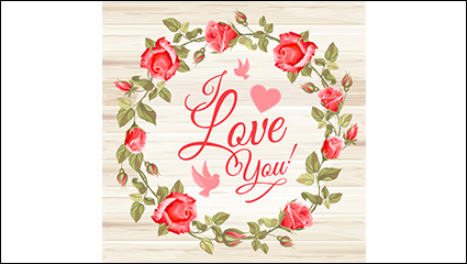 Beautiful red roses ring vector material