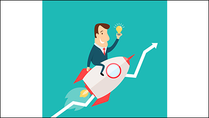Business man riding a rocket vector material