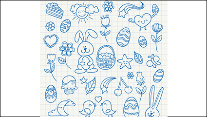 Blue painted Easter element vector material
