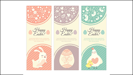 3 fresh Easter card vector material