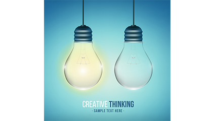 Innovative thinking light bulb design vector material