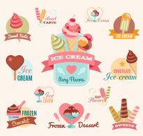 12 summer ice cream label vector material