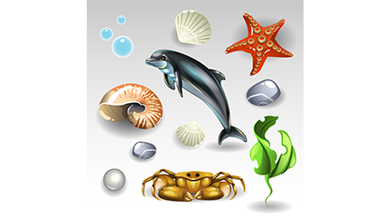 11 cartoon marine element vector material