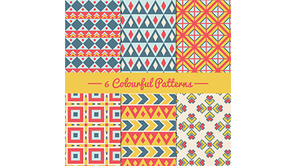 6 color patterns seamless background vector