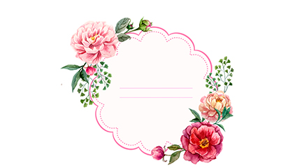 Watercolor peony flower decoration label vector material