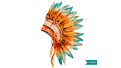 Water Painted Indian chief hat Vector