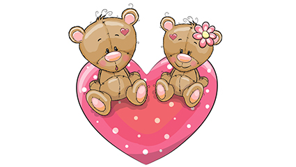 Bears love couple sitting on a vector