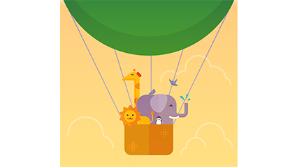 Cartoon hot air balloon animals vector material