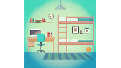 Creative double bedroom design vector material